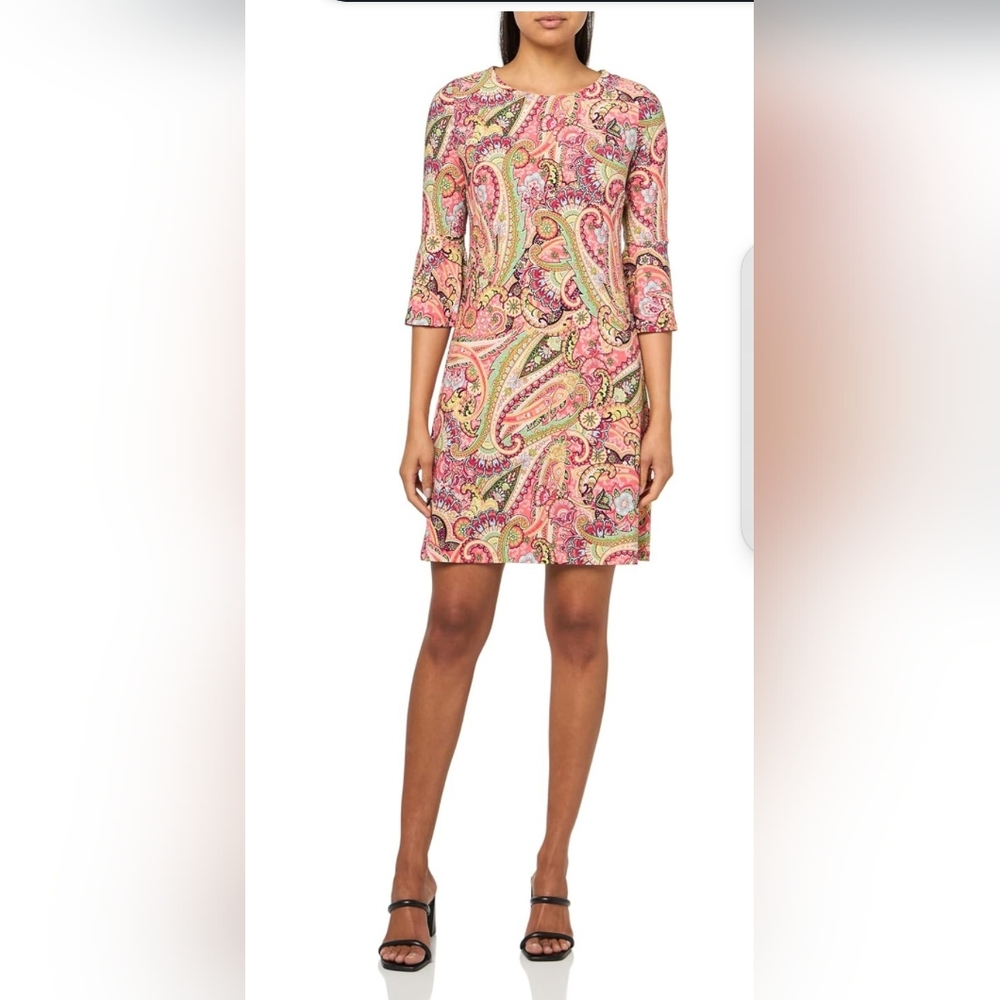 Tommy Hilfiger Pink Sheath Dress Long Sleeve Crew Neck